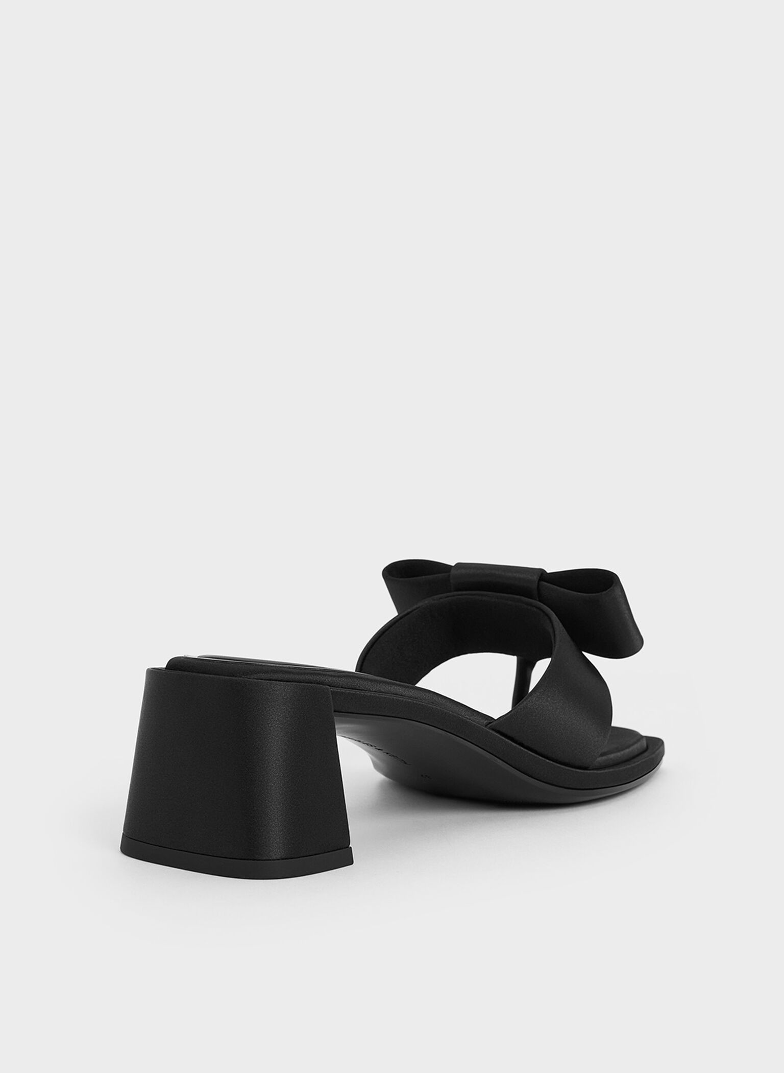 Sandalias de tacón con lazo de satén, Negro texturizado, hi-res