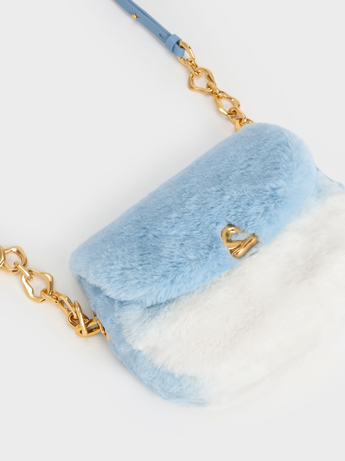 Moira Braided Handle Furry Bag, Light Blue, hi-res
