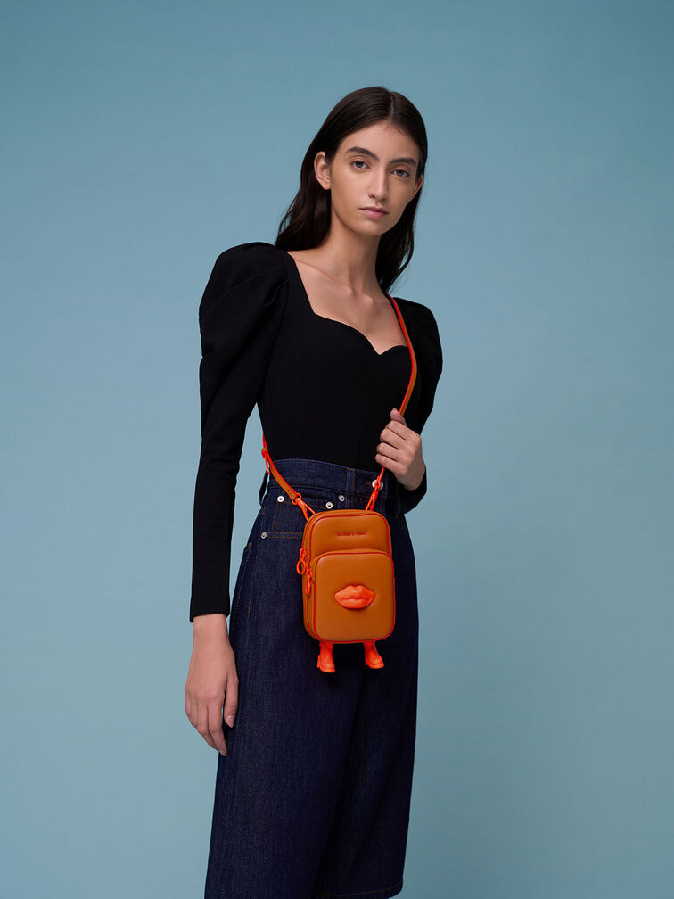 Calliope Double Pocket Crossbody Bag, Orange, hi-res