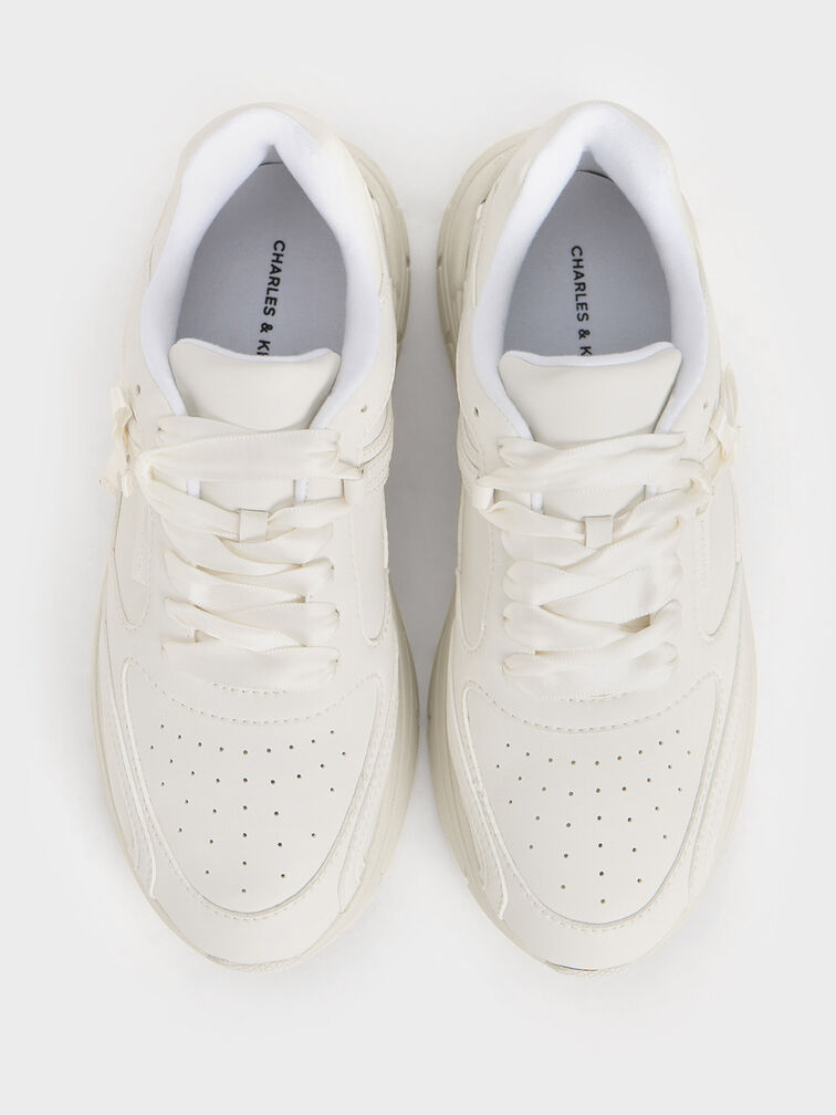 Lace-Up Chunky Sneakers, White, hi-res