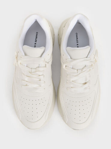 Lace-Up Chunky Sneakers, White, hi-res