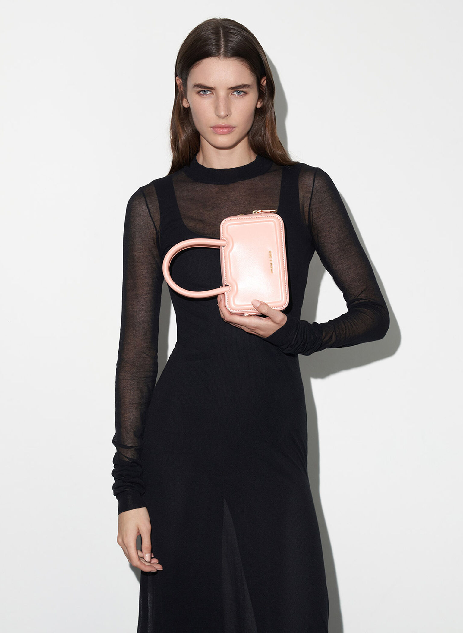 Perline Elongated Top Handle Bag, Pink, hi-res