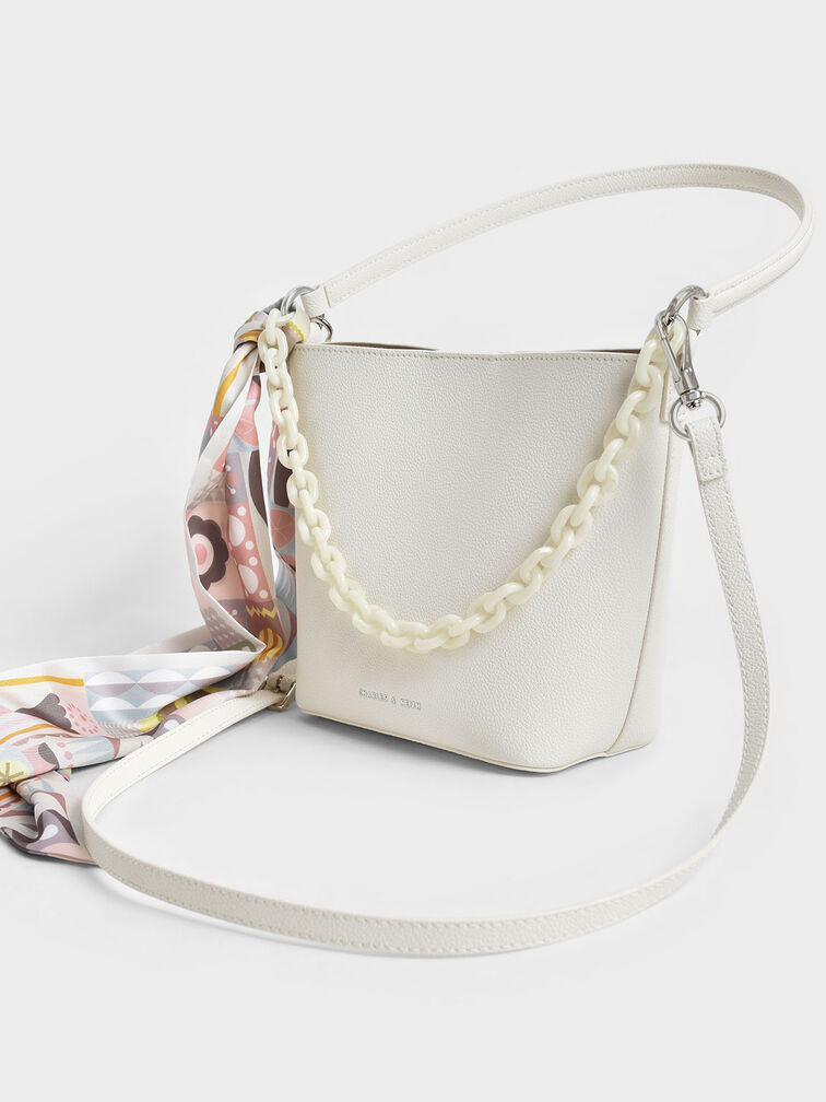 Alcott Scarf Bucket Bag, Cream, hi-res