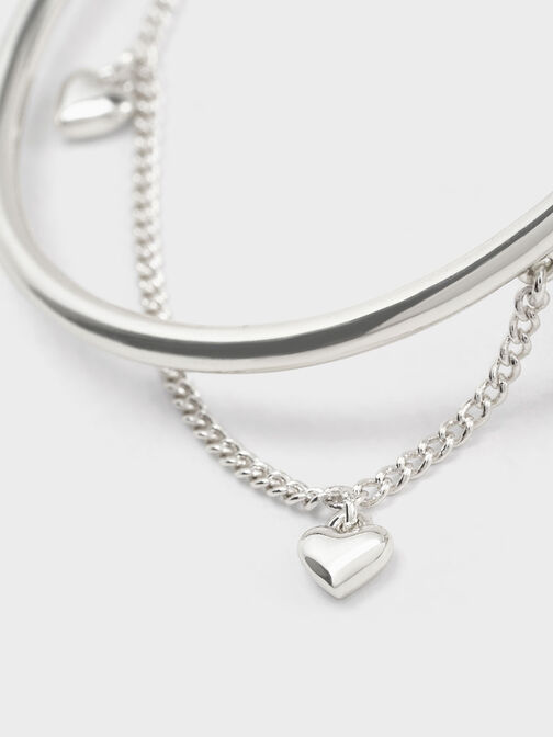 Pulsera Annalise de cadena con piedra corazón, Plateado, hi-res