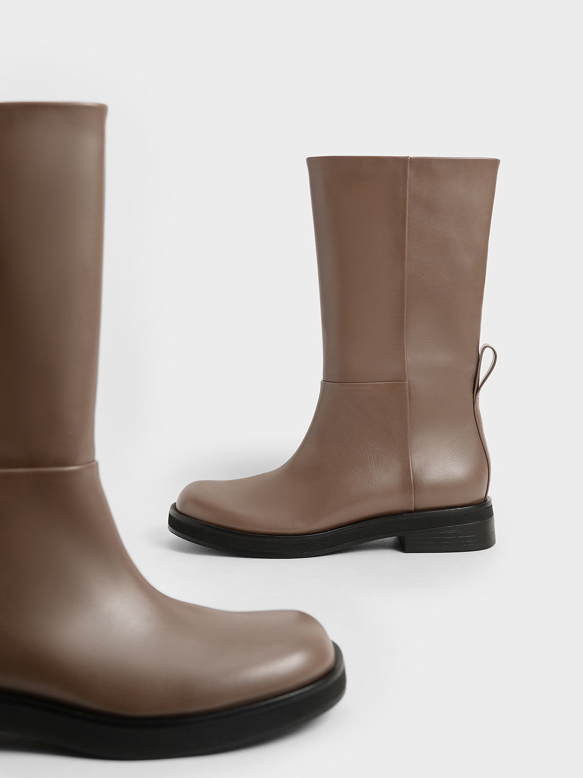 Slip-On Flat Ankle Boots, Taupe, hi-res