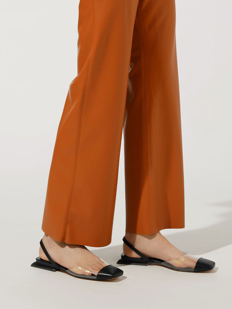 Clear Slingback Flats, Black, hi-res