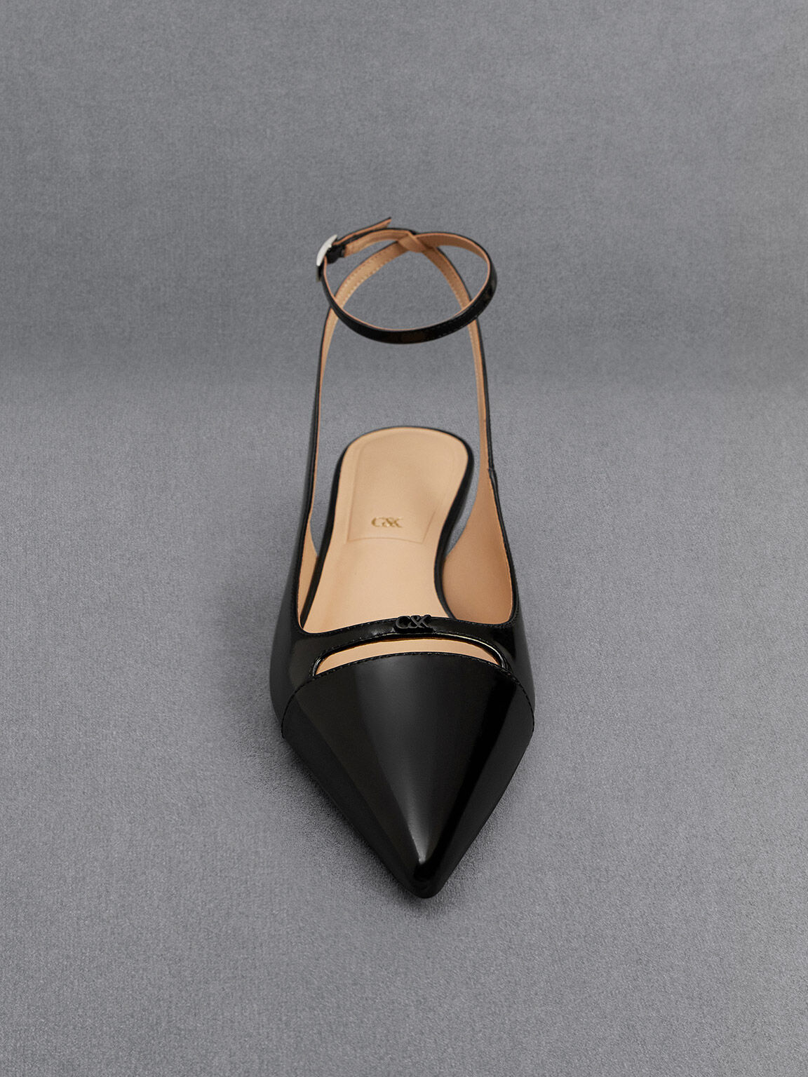 Black leather kitten heel shoes shop