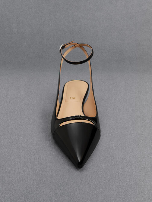 Leather Kitten-Heel Pumps, Black Box, hi-res