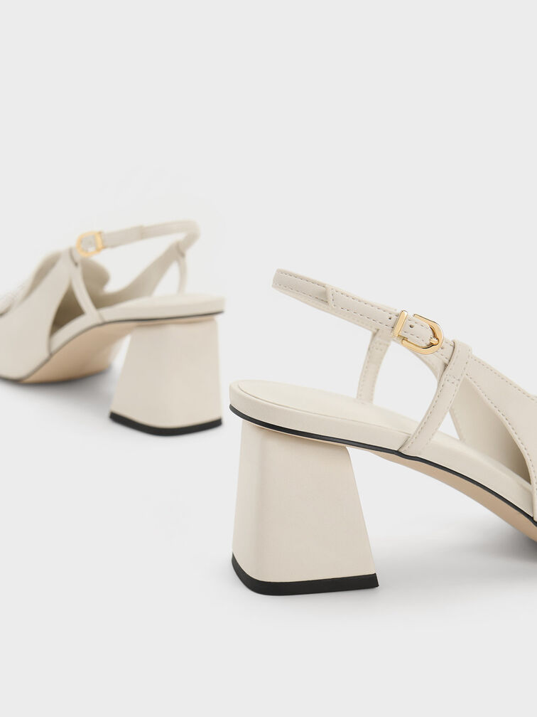 Beaded Slingback Loafer Pumps, Chalk, hi-res