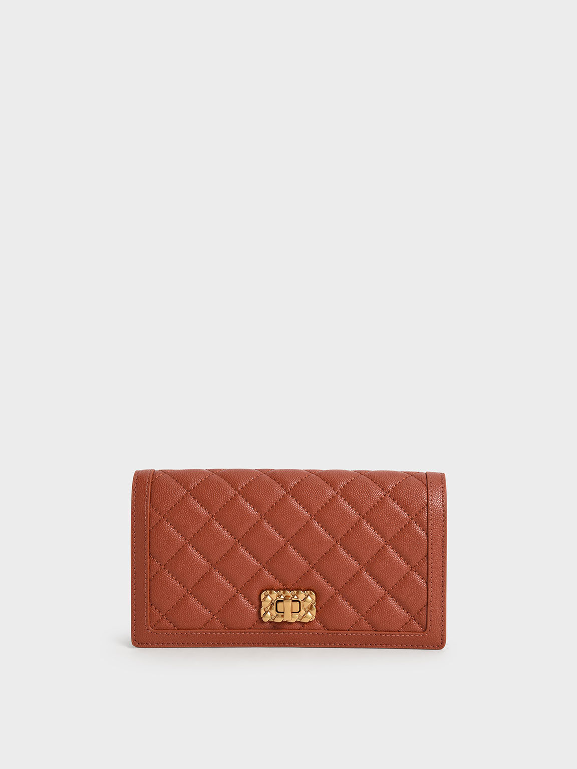 Micaela Quilted Phone Pouch, Brick, hi-res