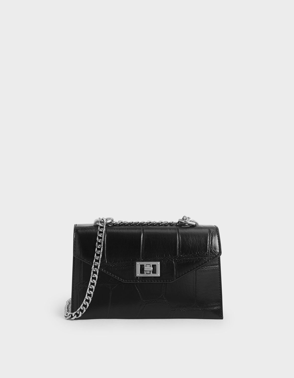 black croc cross body bag