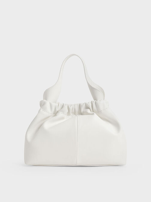 Ally Ruched Slouchy Bag, White, hi-res