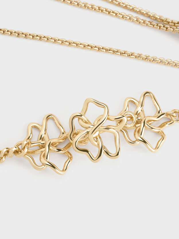 Fernley Flower Layered Necklace, Gold, hi-res