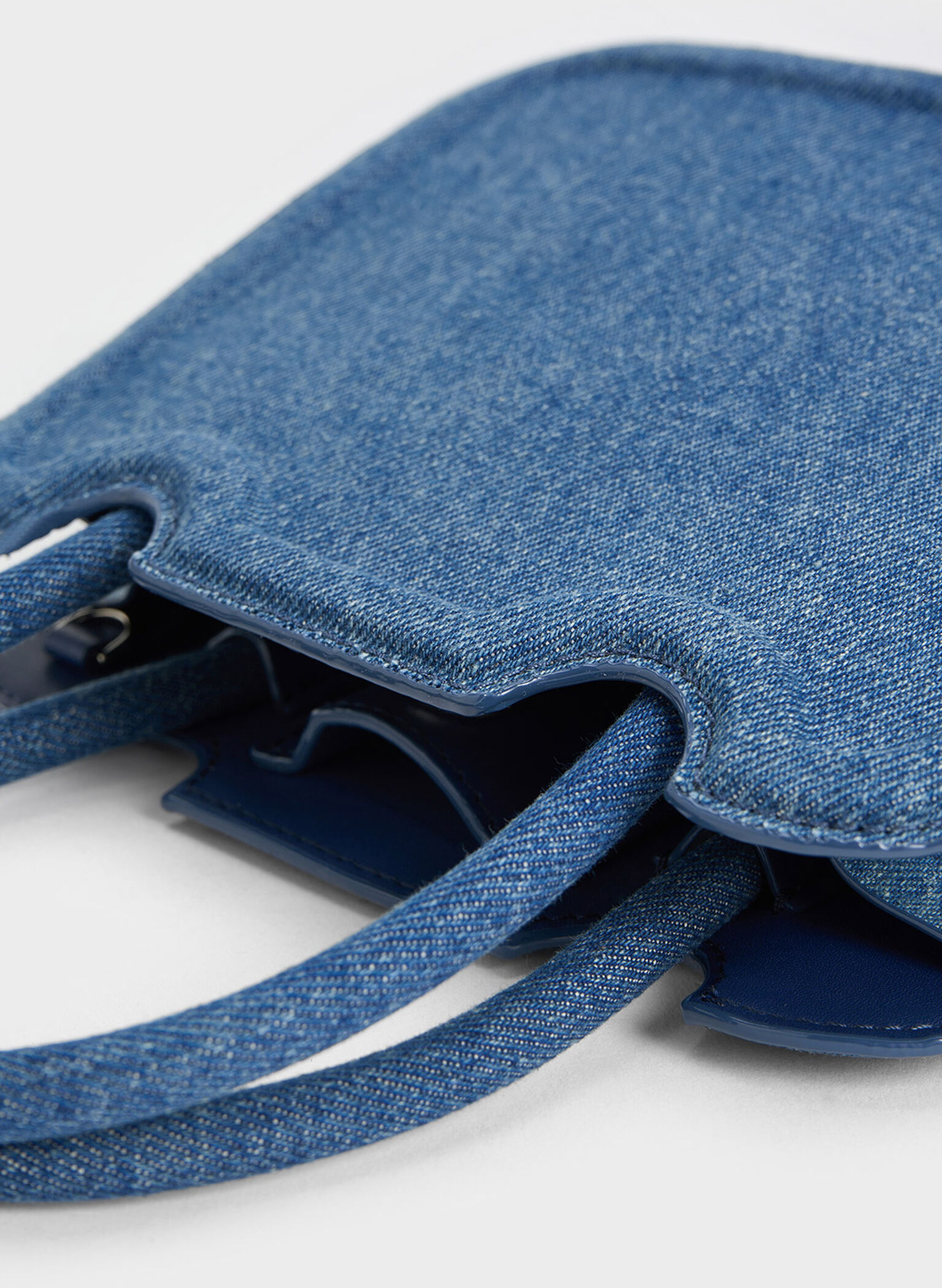 Perline Denim Sculptural Top Handle Bag, Denim Blue, hi-res