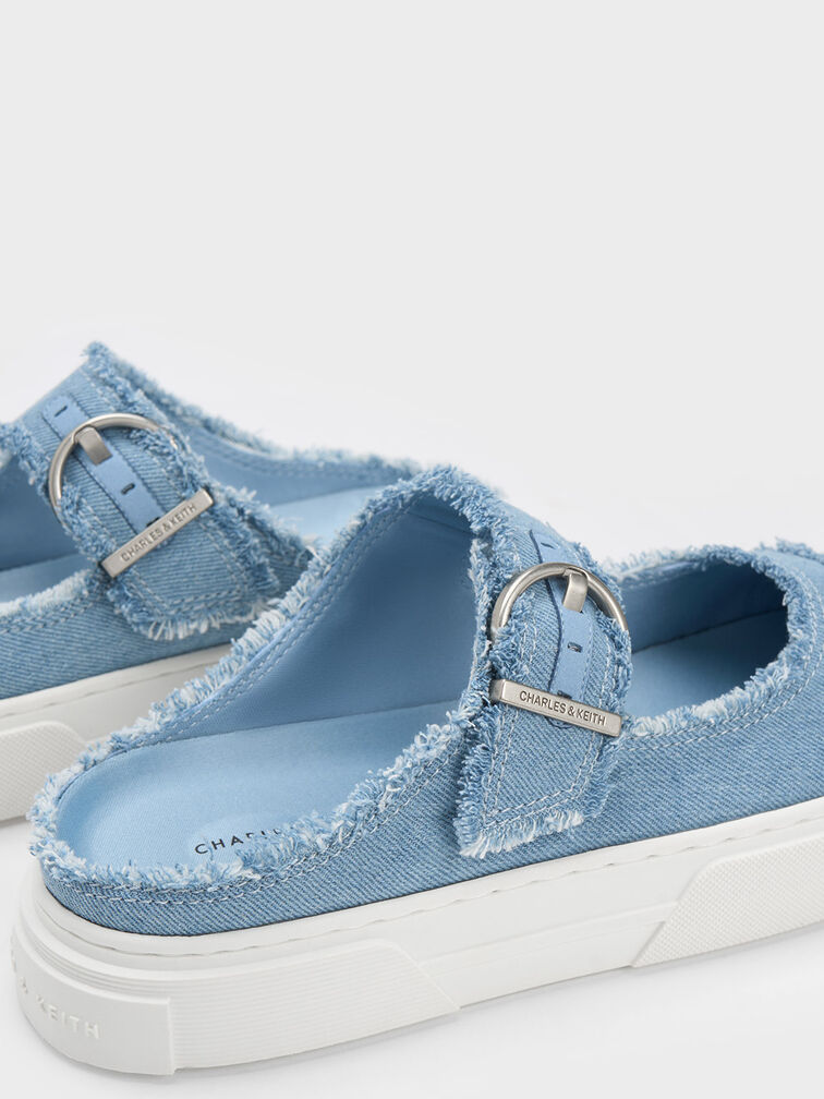 Denim Buckled Slip-On Sneakers, Light Blue, hi-res