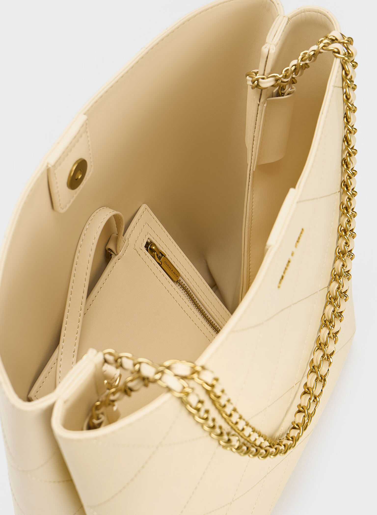Bolso tote Leia con asa trenzada, Beige, hi-res