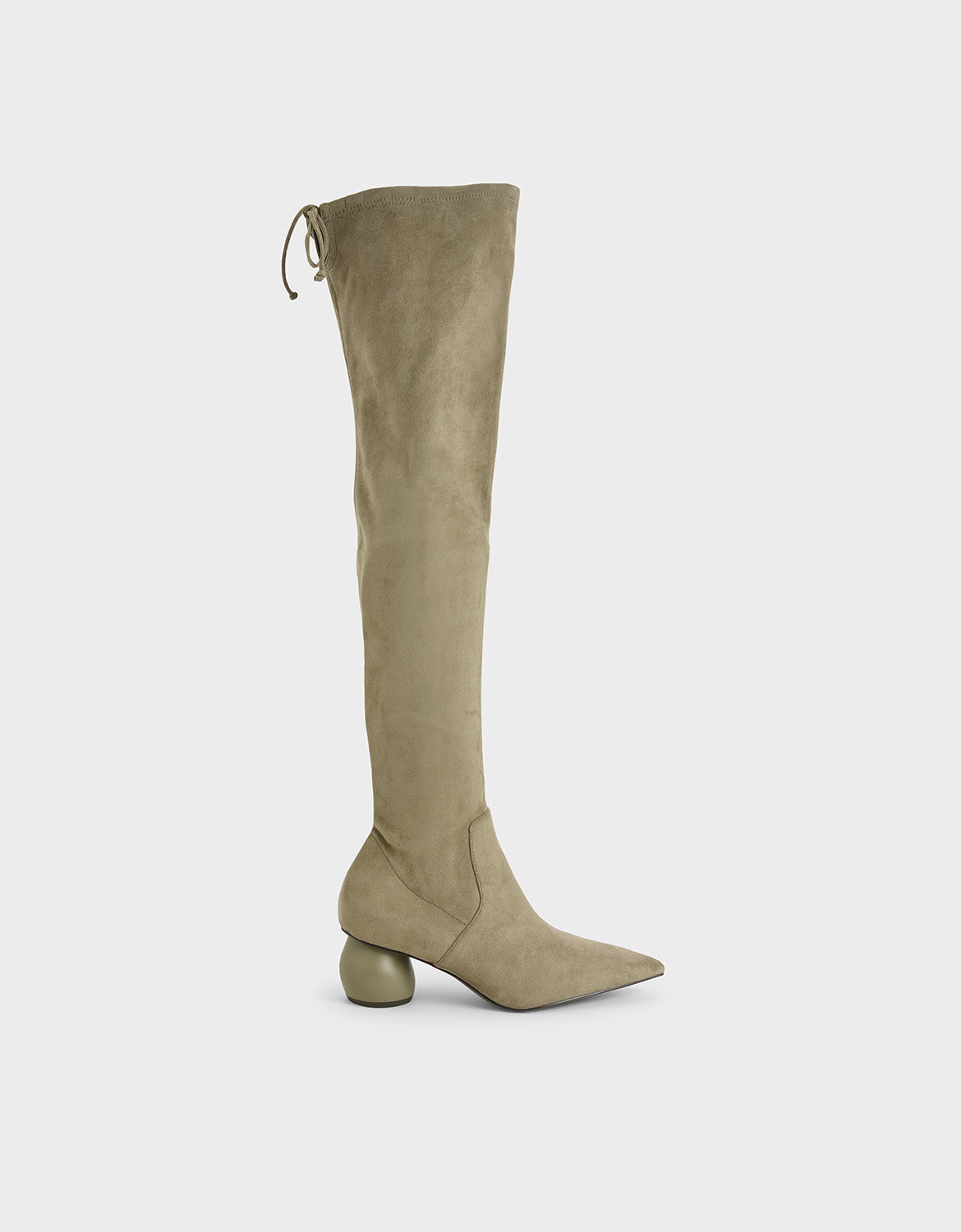 Olive Textured Thigh High Boots 