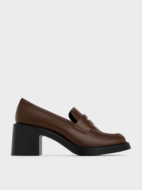 Hester Loafer Pumps, Dark Brown, hi-res