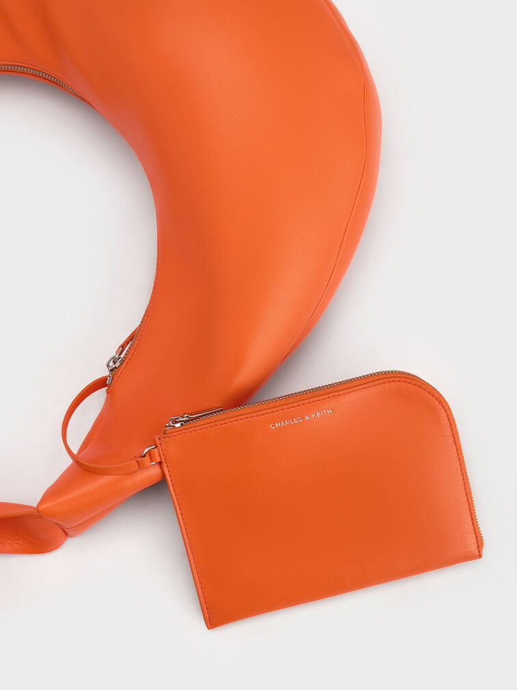 Toni Knotted Crescent Hobo Bag, Orange, hi-res