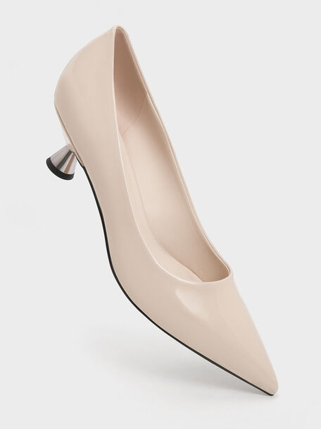 Patent Spool Heel Pumps, Nude, hi-res