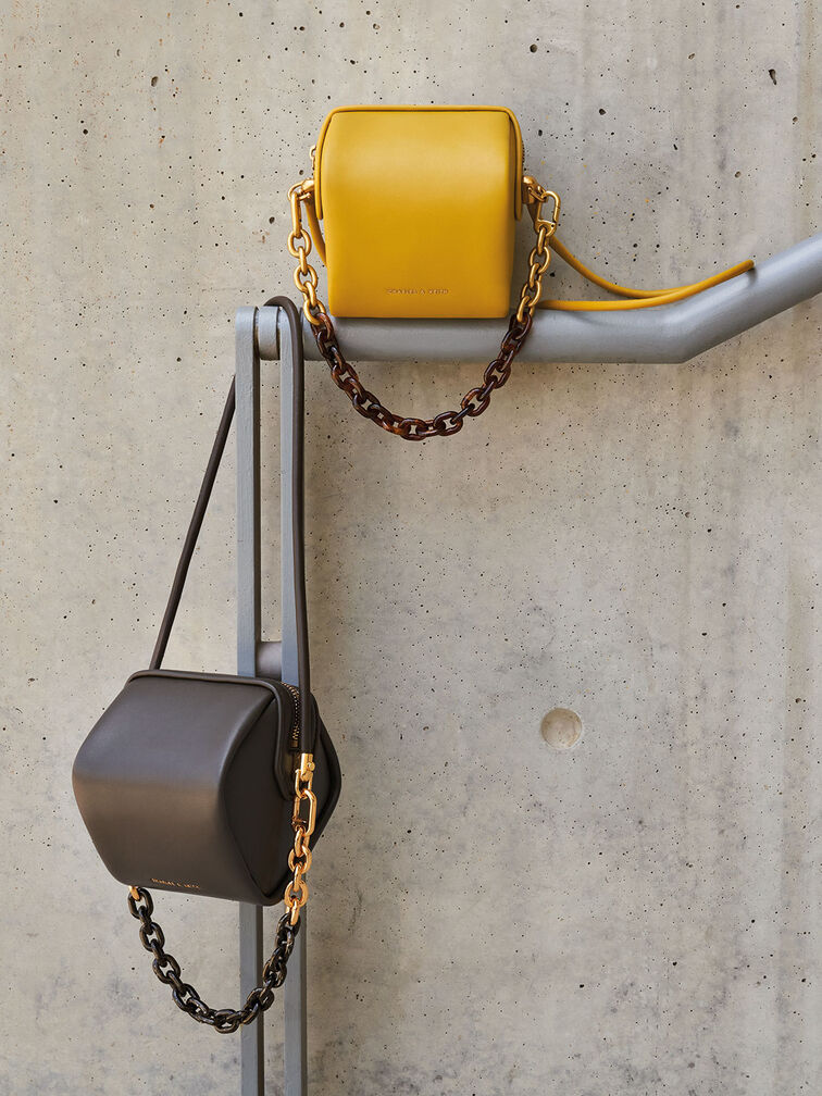 Ridley Chain-Link Boxy Bag, Mustard, hi-res