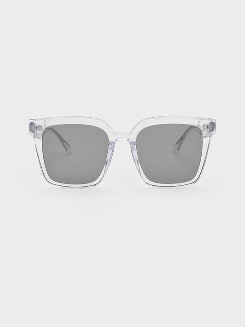 Recycled Acetate Classic Square Sunglasses, Clear, hi-res