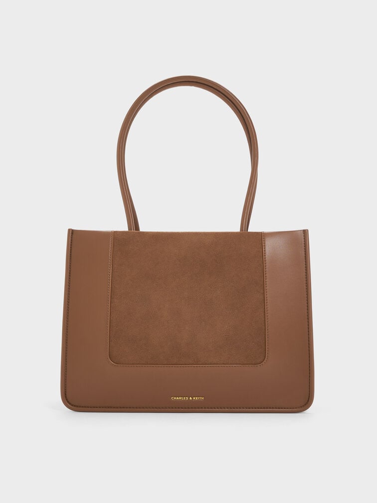 Daylla Recycled Suede Tote Bag, Mocha Brown, hi-res