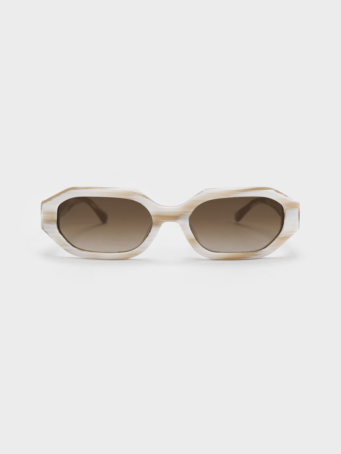 Gabine Recycled Acetate Oval Sunglasses, Cream, hi-res