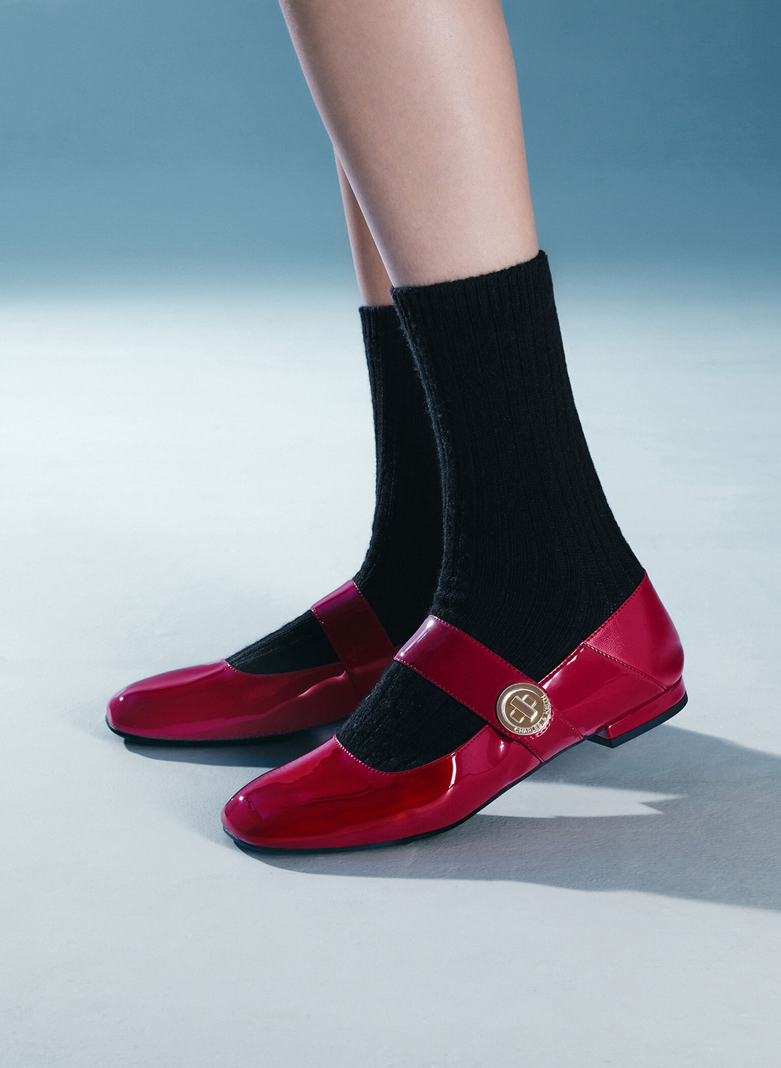 Yara Patent Mary Jane Flats, Red, hi-res