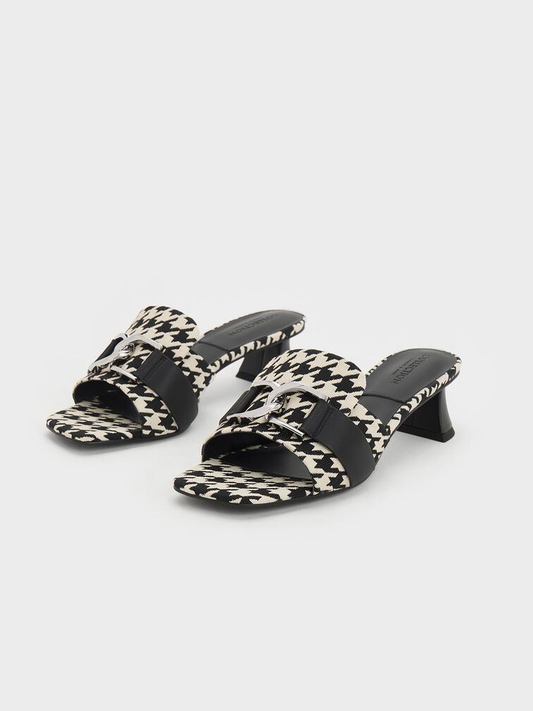 Gabine Houndstooth Leather Heeled Mules, Multi, hi-res