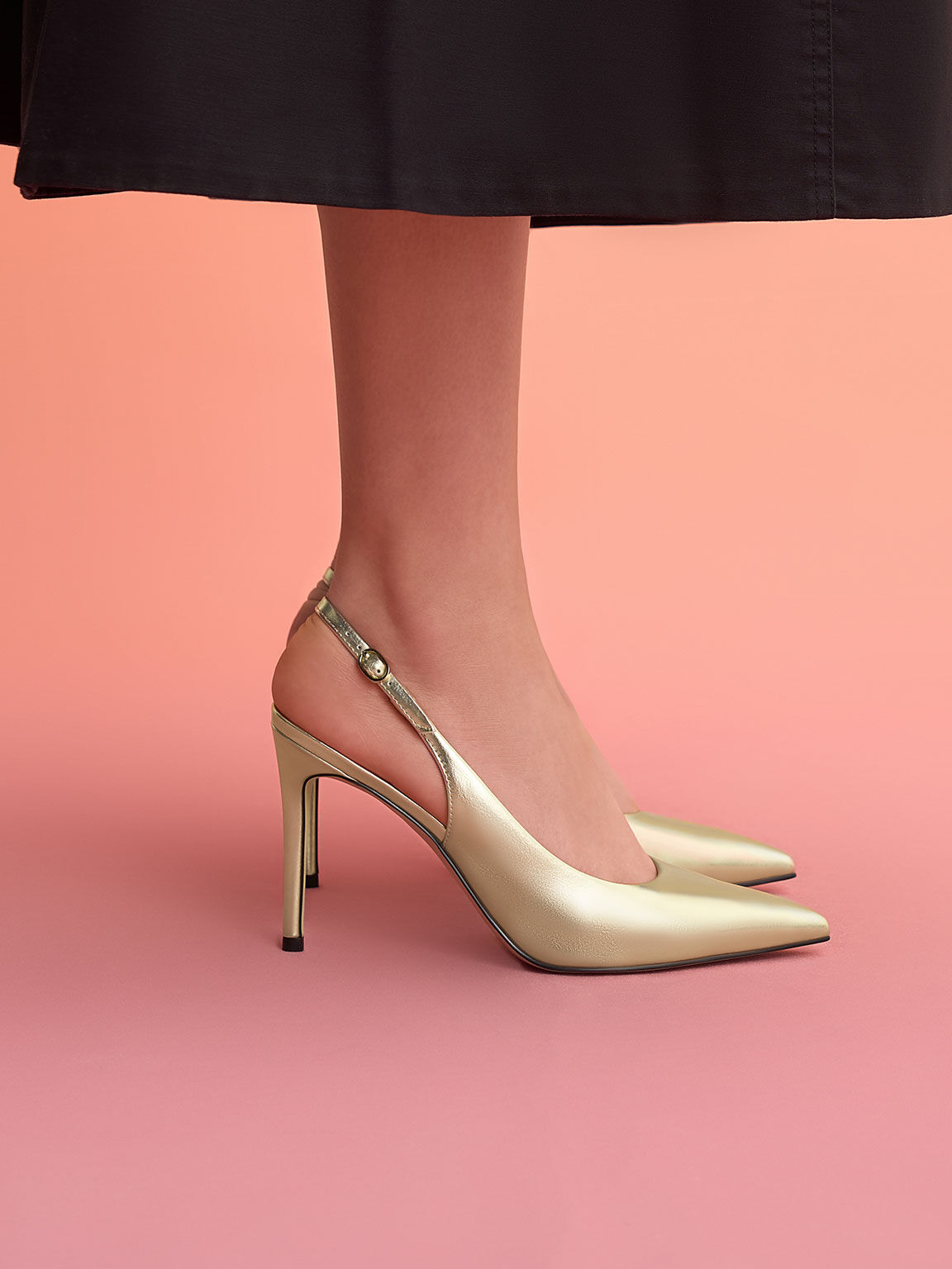 Open toe top slingback heels