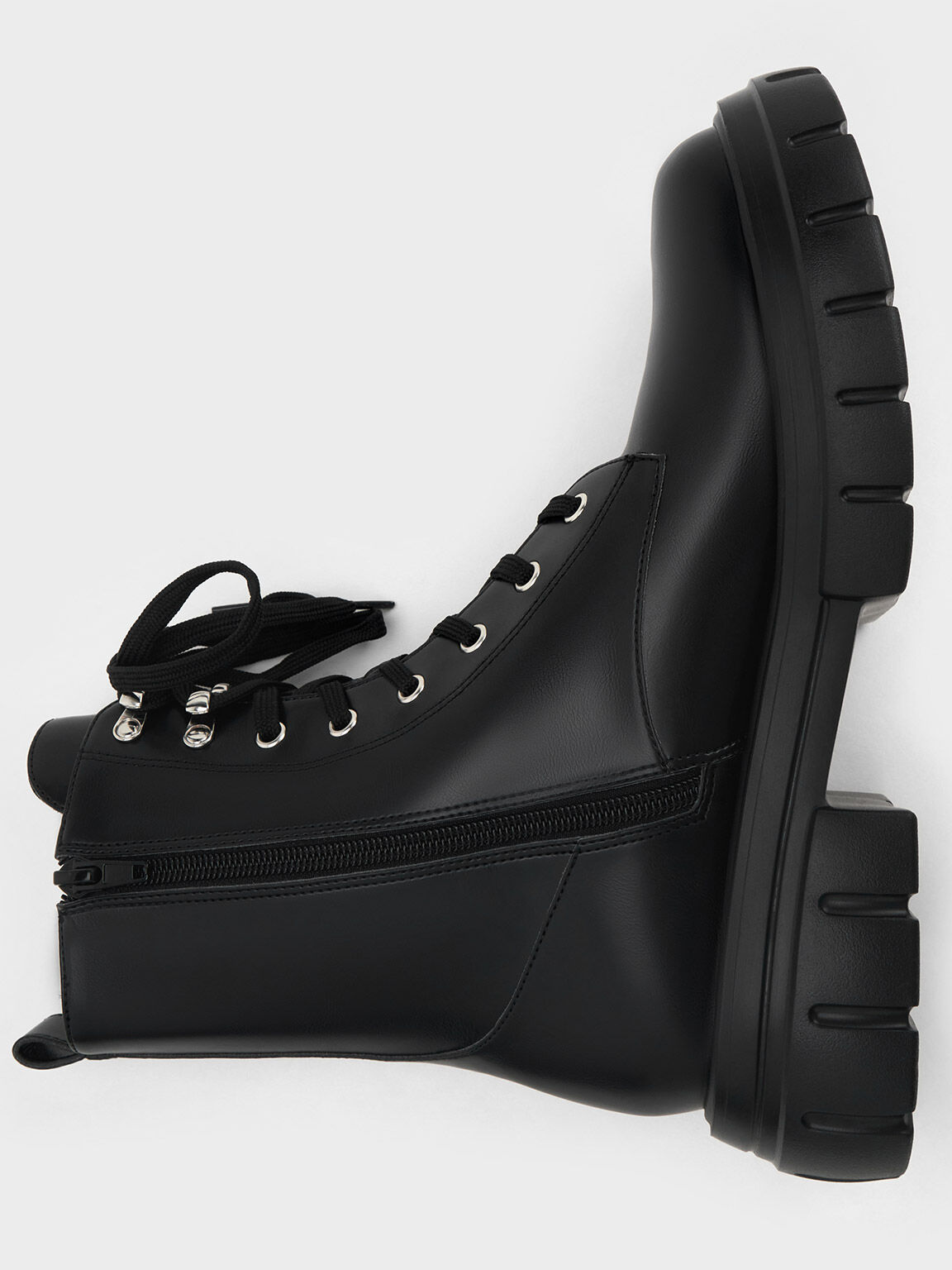 Lace-Up Ankle Boots - Black