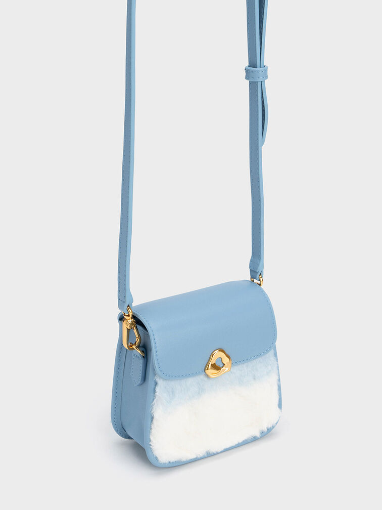 Moira Furry Braided Handle Pouch, Light Blue, hi-res
