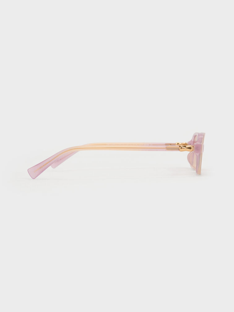 Bree Recycled Acetate Rectangular Sunglasses, Jelly Pink, hi-res