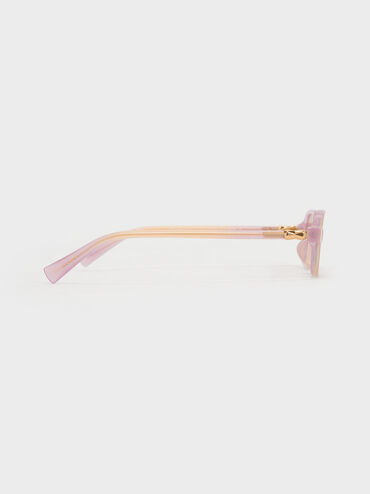 Bree Recycled Acetate Rectangular Sunglasses, Jelly Pink, hi-res