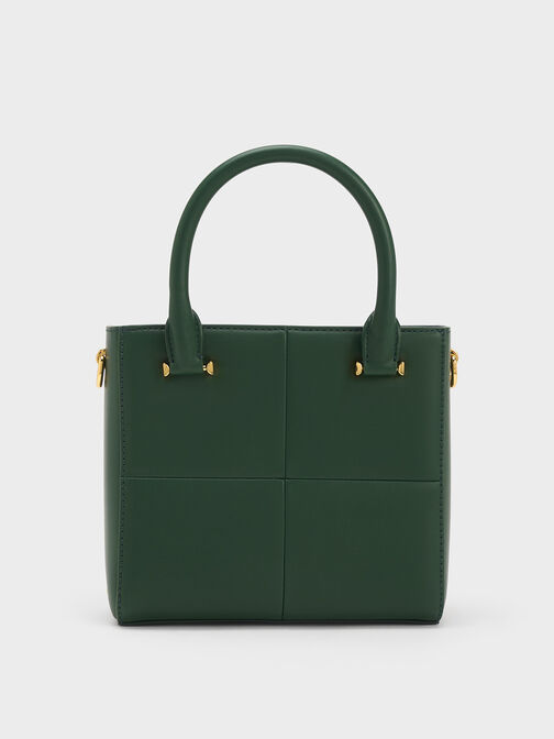 Georgette 短把方形手提包, 深綠色, hi-res