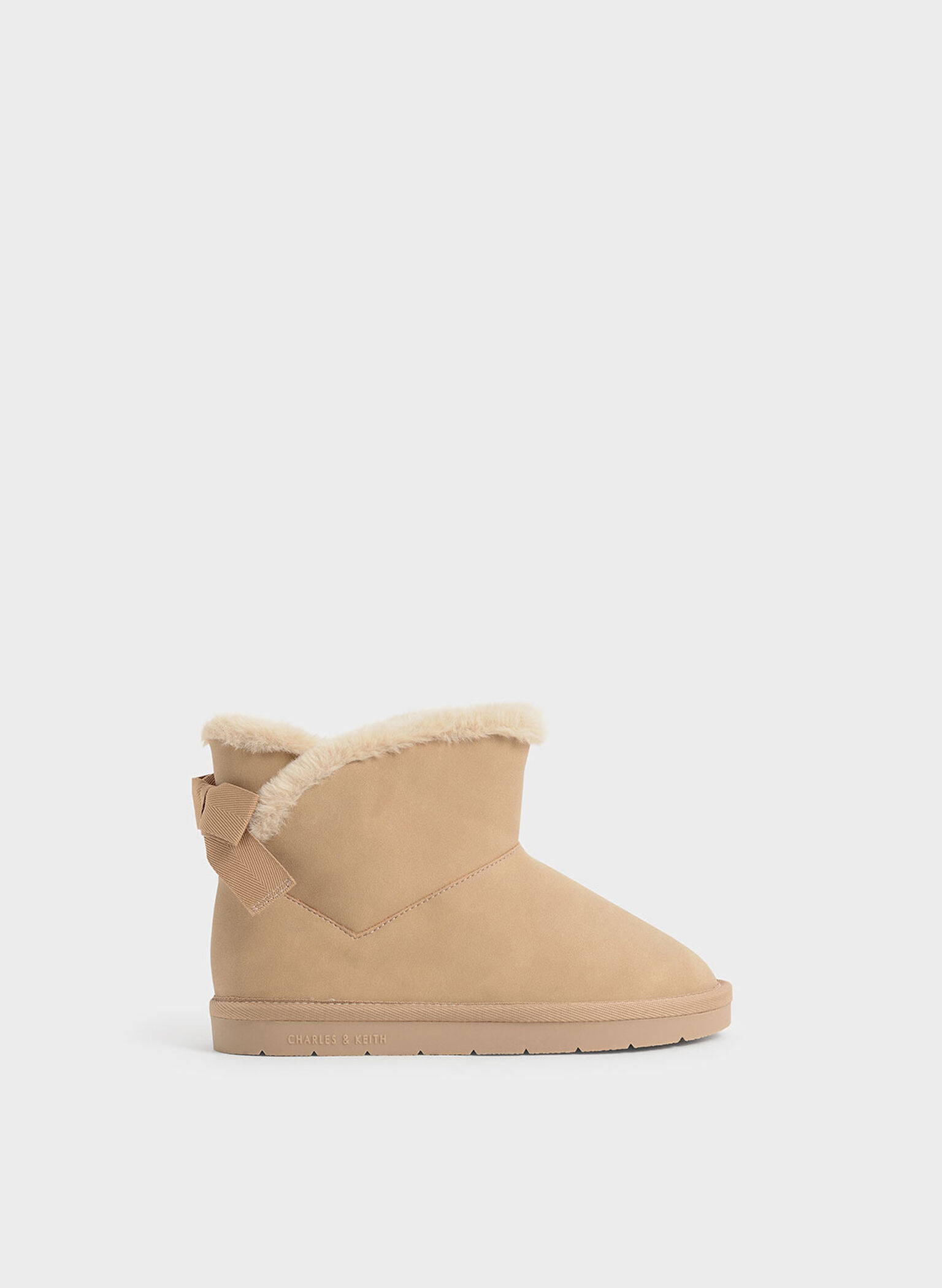 Girls' Fur-Trimmed Slip-On Ankle Boots, Camel, hi-res
