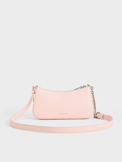 Flower-Accent Shoulder Bag, Light Pink, hi-res
