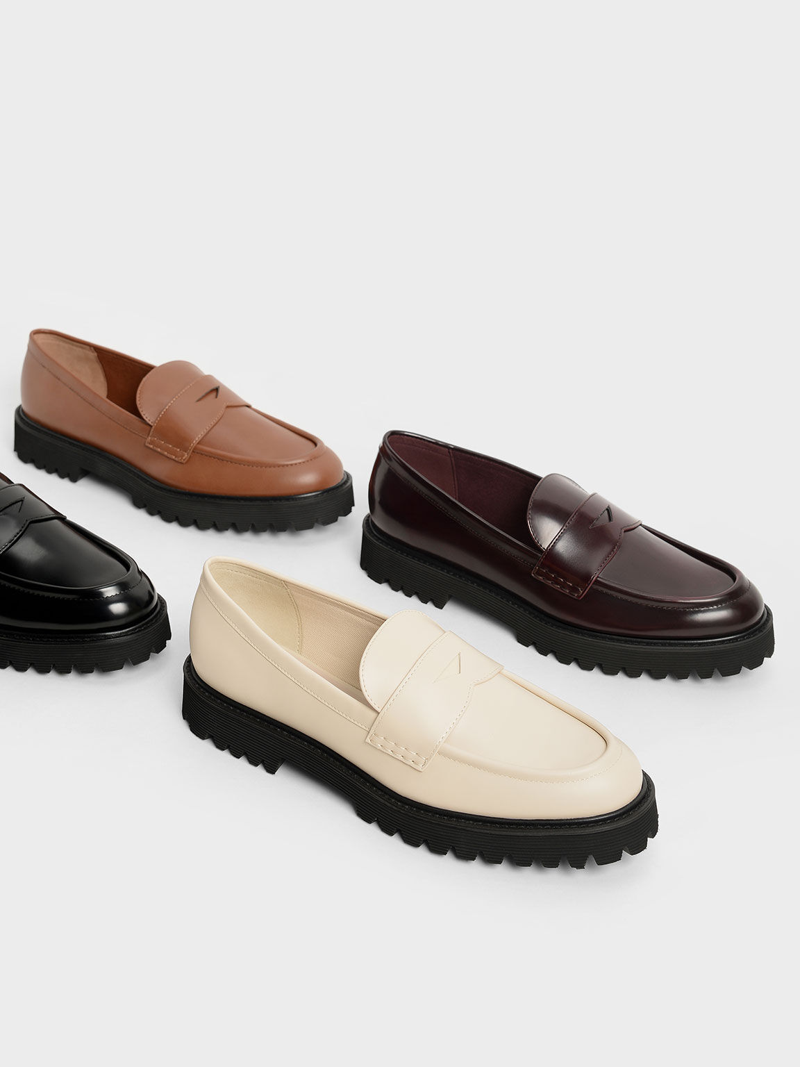 Chunky Penny Loafers, Burgundy, hi-res