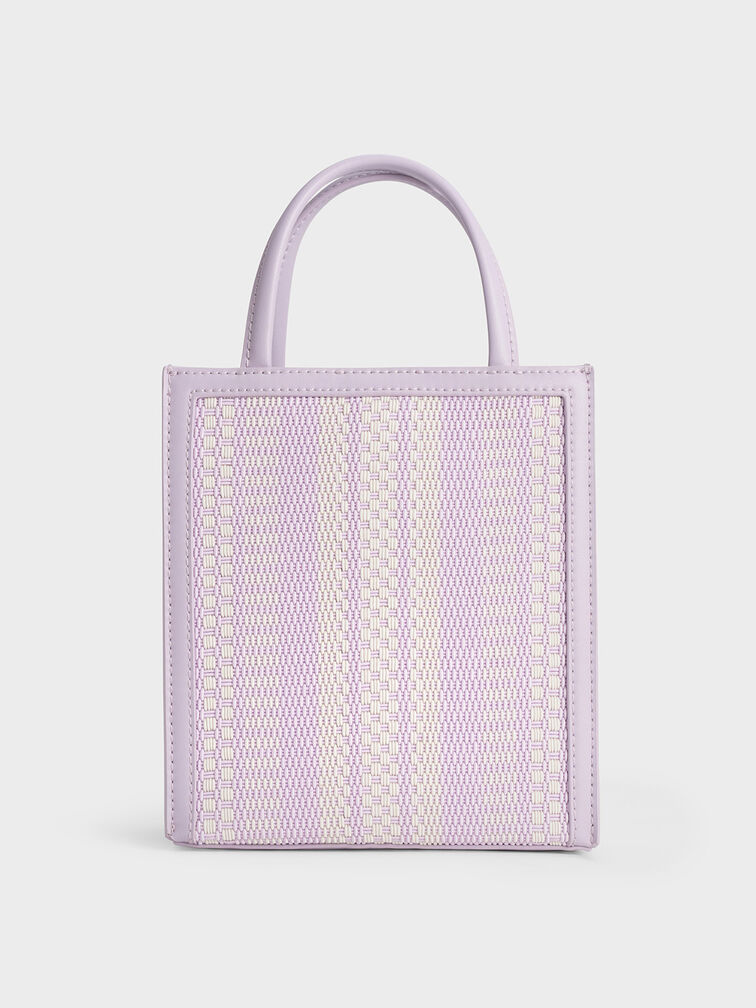 Woven Double Handle Tote Bag - Lilac