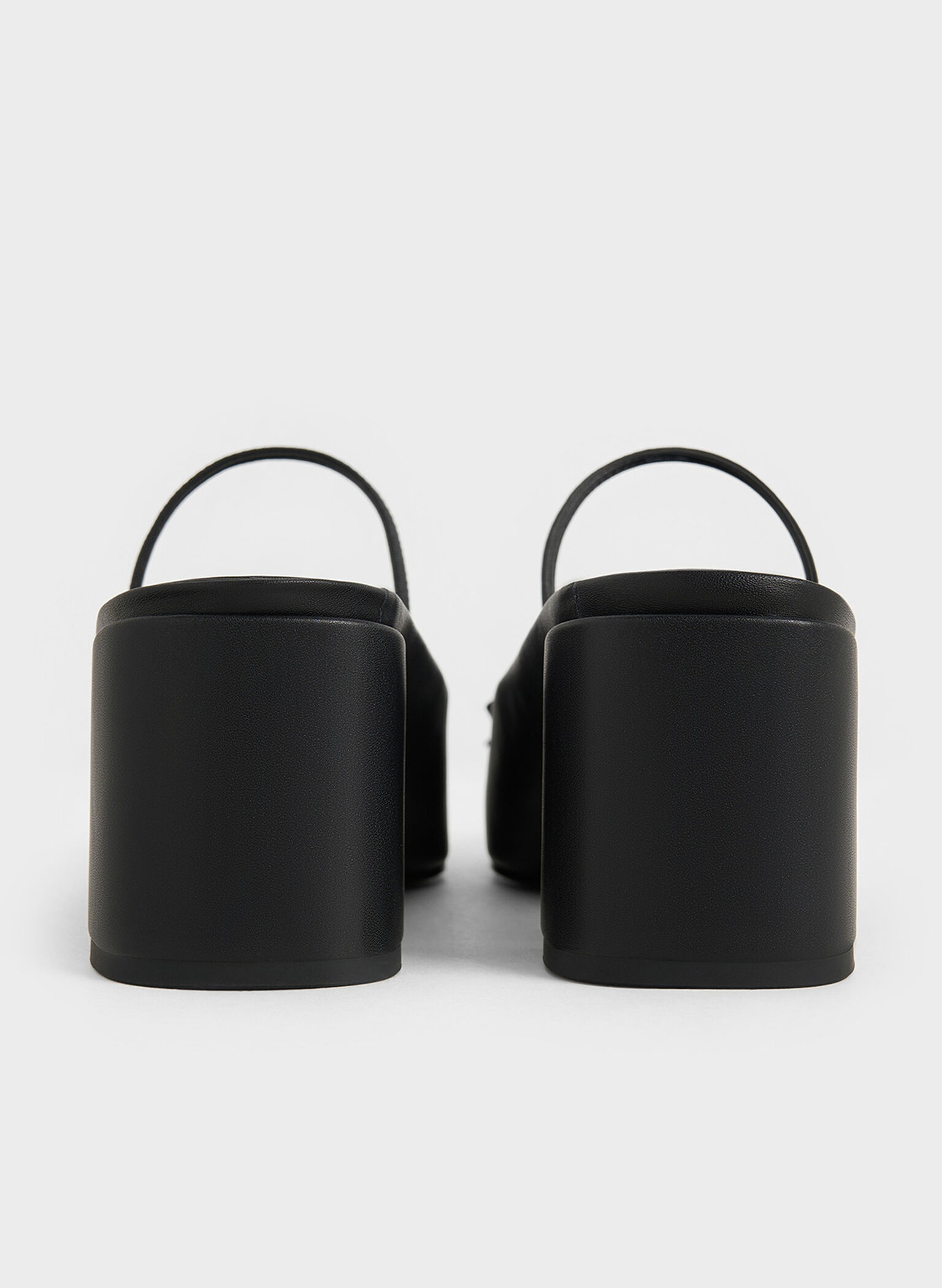Bow Square-Toe Block-Heel Ballet Mules, Black, hi-res