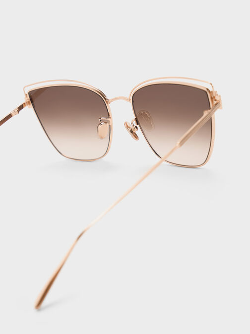 Wire-Frame Cat-Eye Sunglasses, Rose Gold, hi-res