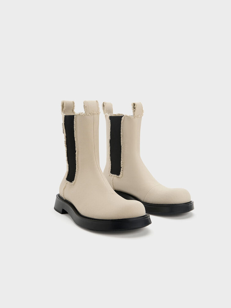 Bryn Denim Chelsea Boots, Beige, hi-res