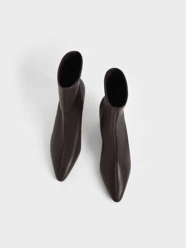 Cylindrical Heel Ankle Boots, Dark Brown, hi-res