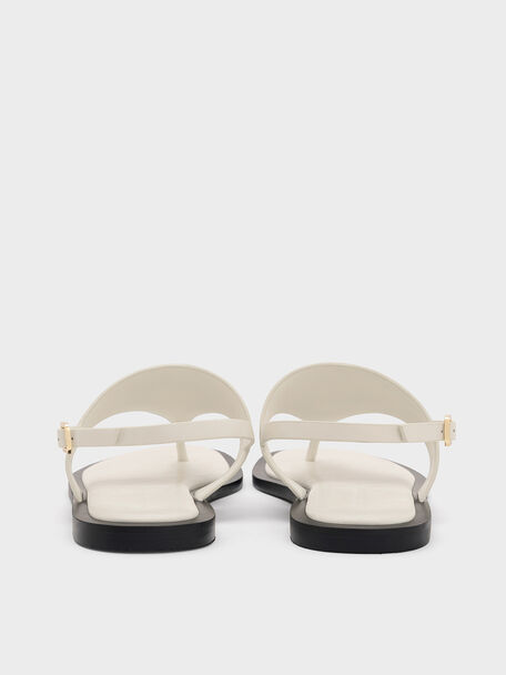 V-Strap Slingback Thong Sandals, Chalk, hi-res