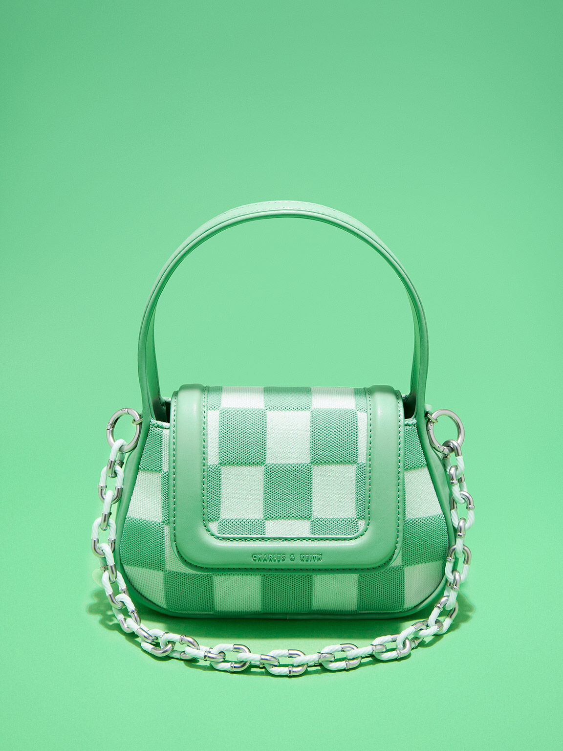 Shiloh 格紋手提包, 綠色, hi-res