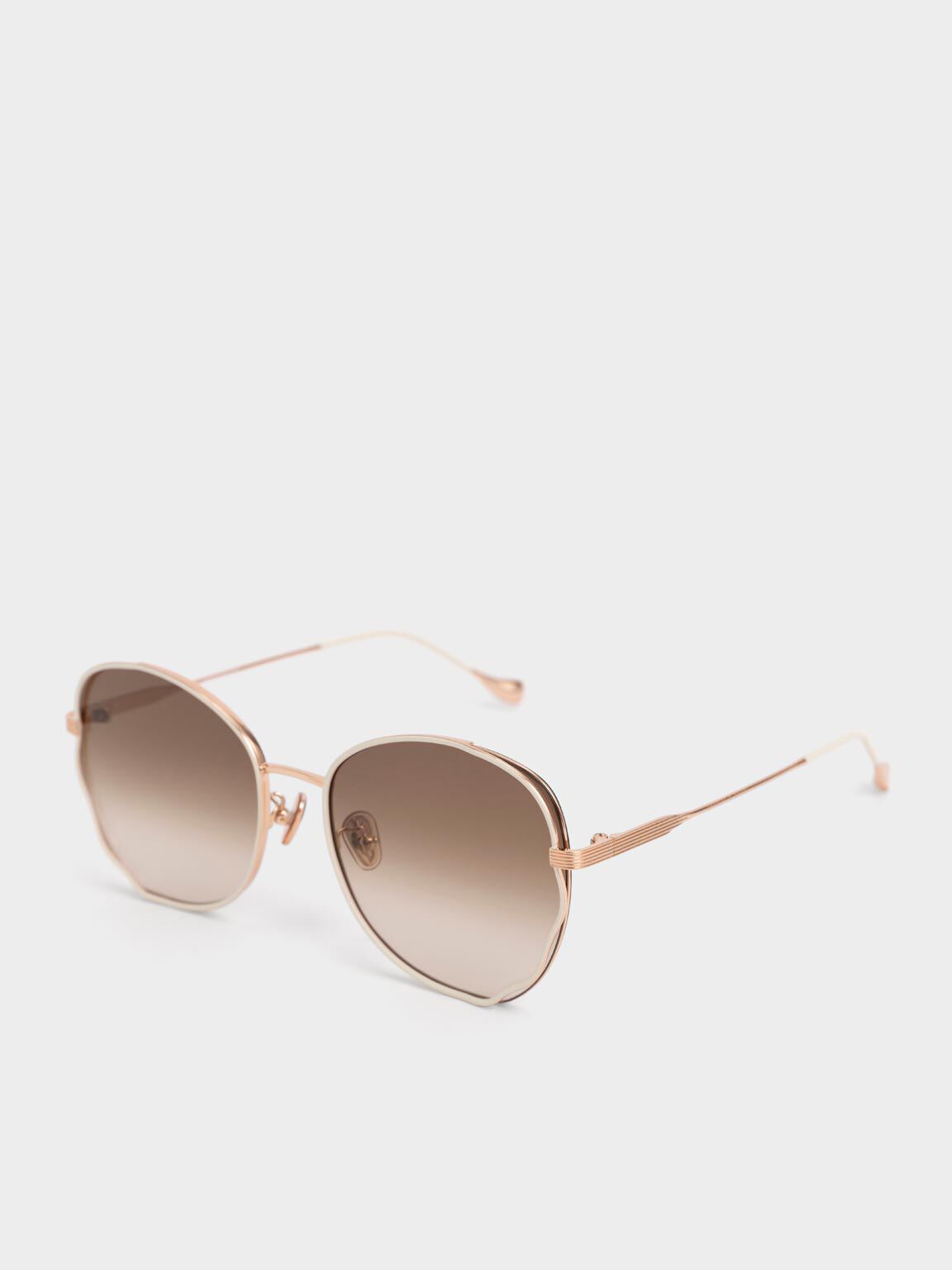 Wavy Frame Butterfly Sunglasses, Cream, hi-res
