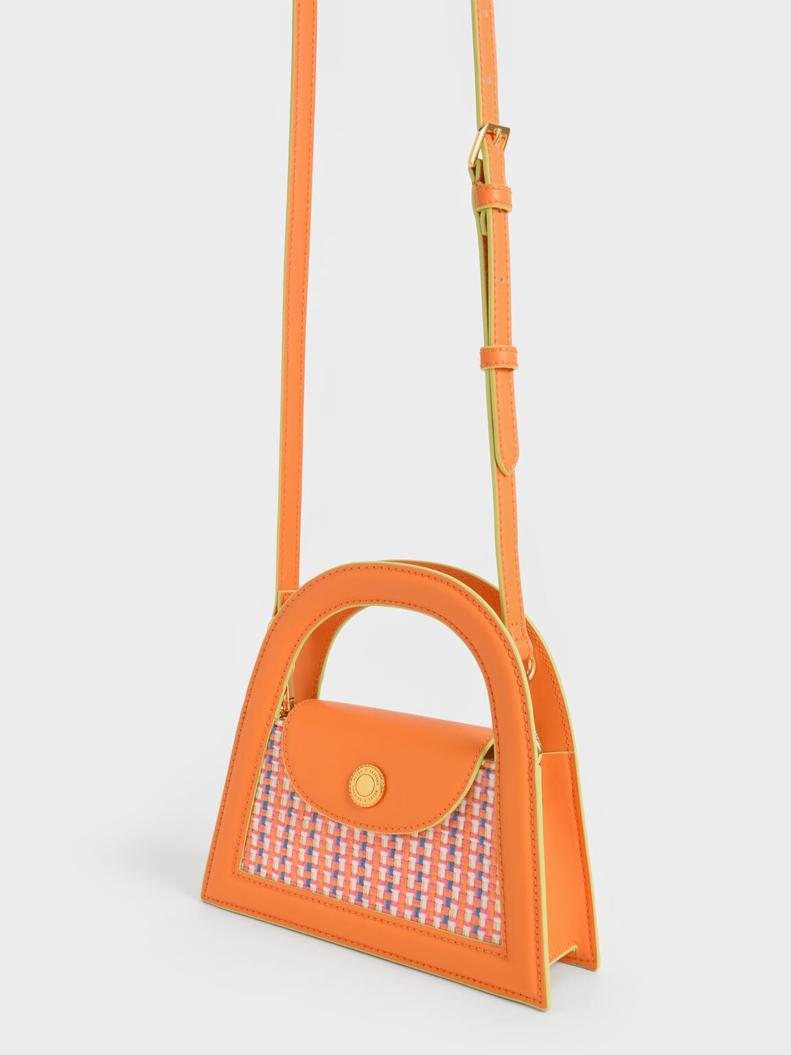 Este Tweed Trapeze Bag, Orange, hi-res