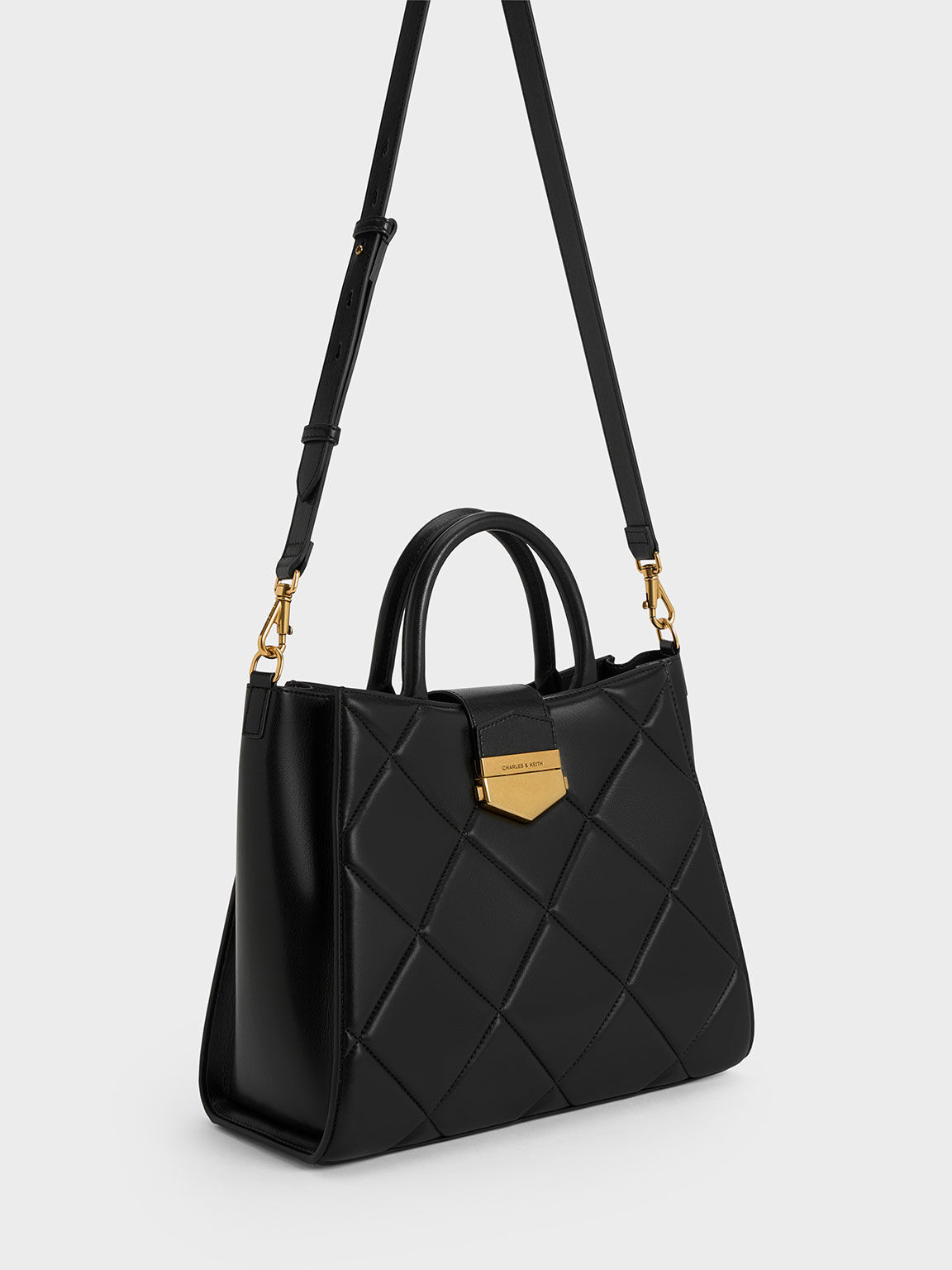 Black Vertigo Quilted Tote Bag CHARLES KEITH BH