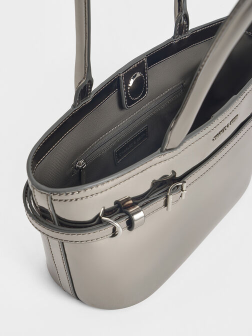 Bolso de asa alargada Sloane metalizado, Estaño, hi-res